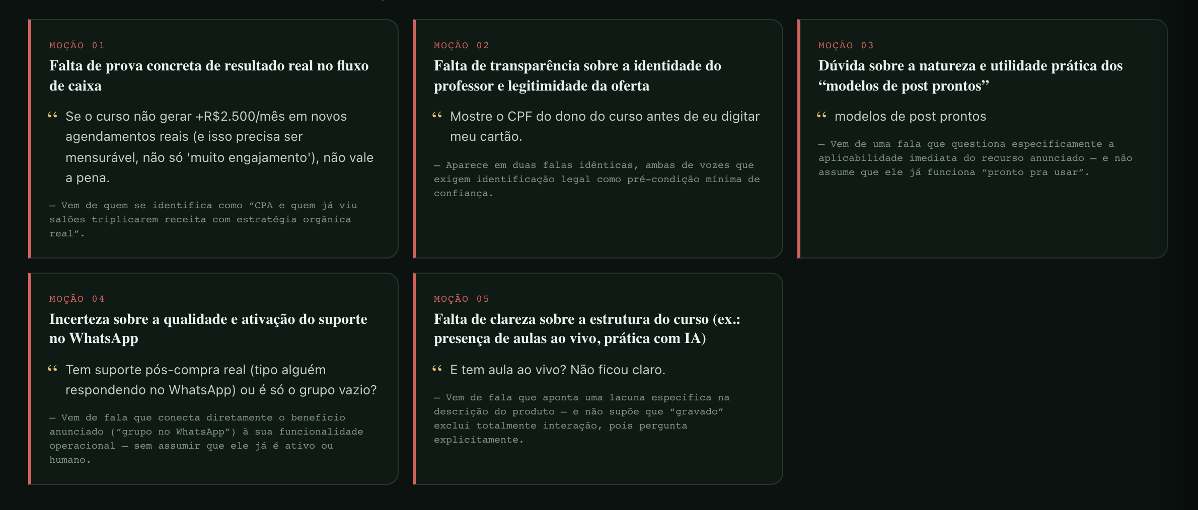 As objeções que pegam, com a fala real de cada conselheiro